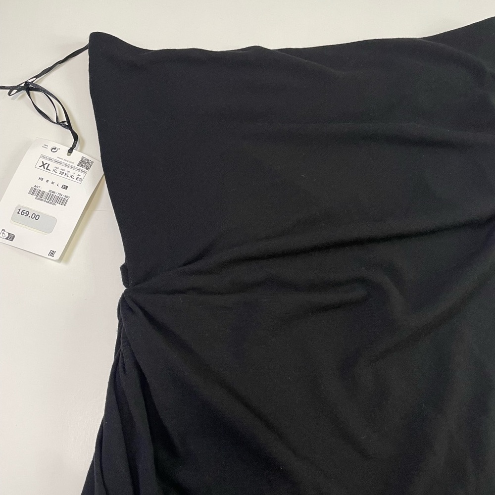 NWT ZARA Studio Black Wool Draped Dress XL - Picture 6 of 16